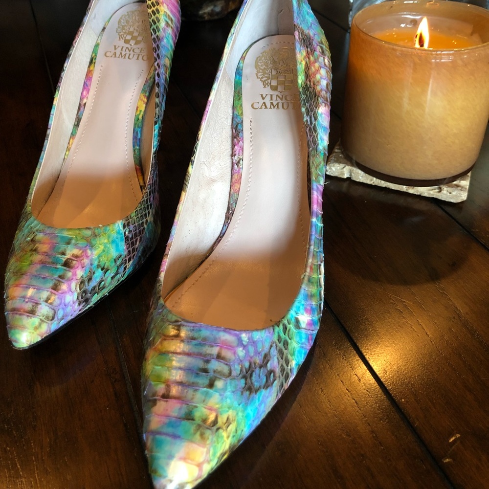 Vince Camuto Leather Pastel Rainbow High Heel